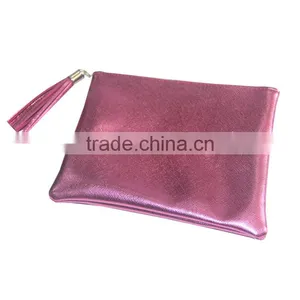 Women's Fashion PU Bling Pink Cosmetic Organizer Bag Waterproof With Handle thumbnail-2