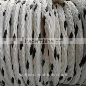 600feet 1/2 " 12 Strand White UHMWPE Braided Rope With Black Tracer /identification Mark thumbnail-1