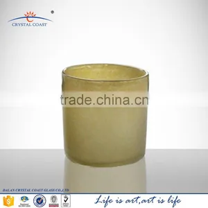 Hand Made Glass Cup Glass Candle Cup Chocolate Colored Design Glass Cup thumbnail-1