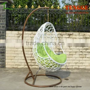 Single Seat White Rattan Hanging Chair for Outdoor thumbnail-2