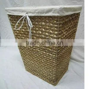 Stunning Rectangle Water Hyacinth Laundry Hamper thumbnail-1
