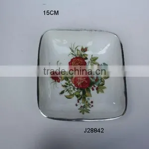 Enamel Painted Bowl With Floral Patterns in Square Shape Made in Cast Aluminium Available in Other Shapes and Patterns thumbnail-1