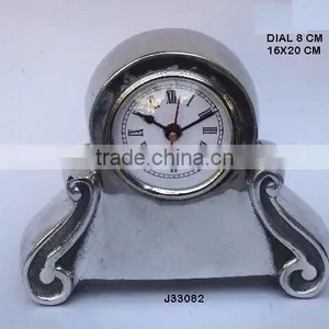 Chunky Base Round Dial Table Clock in Mirror Polish Finish and Also Available in Nickel Plating thumbnail-1