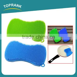Toprank Hot Selling Heat Resistant Colourful Kitchen Cleaning Brush Pot Pan Dish Bowl Wash Scrubber Pad Silicone Dish Brush thumbnail-1