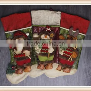 3pcs/Set Christmas Decoration Stocking Santa Claus Socks Candy Bag Children Gift thumbnail-1