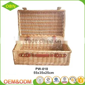 Wholesale Premium Handmade Natural Rectangular Empty Wicker Traditional Gift Hamper Basket With Lid thumbnail-2