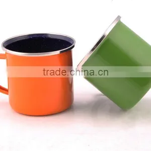 New Product Fair Sublimation Enamel Camping Mug With Stainless Steel Rim/rolled Rim thumbnail-1