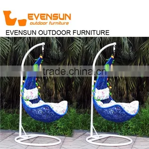Cheap Price Outdoor Garden Rattan Wicker Hanging Egg Basket Swing Chair Indoor With Metal Stand thumbnail-1