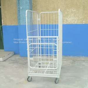 Industrial Warehouse Cage Trolley / Rolling Metal Storage Cage thumbnail-1