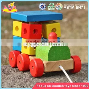 Wholesale Toddlers Building Blocks Wooden Pull Train Toy New Design Kids Wooden Pull Train Toy W05C072 thumbnail-3