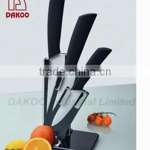 4 Pieces Color Handle Zirconia Chef/Paring Knife With Acrylic Stand thumbnail-1