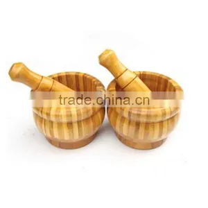 FDA&LFGB,Custom Bamboo Kithenware Bamboo Mortar and Pestle Set thumbnail-2