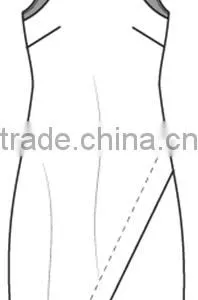 S/L DRESS W/ ASYMETRICAL HEM LINE AND MESH CONTRAST thumbnail-2