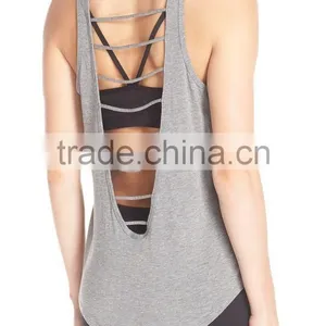 100% Polyester Dry Fit Custom Logo Printed Cheap Sexy Yoga Tank Tops thumbnail-6