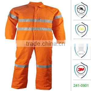 100% Cotton Insect Repellent Coveralls With Reflective Tapes thumbnail-1