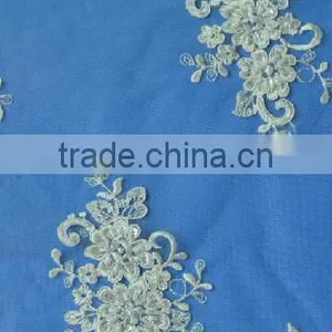 Factory Hot Sales African Lace Beaded Fabric for Wedding Dresses thumbnail-3