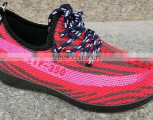 Stock Lot Fashion Mesh Flyknit Sports Running Shoes Woman Breathe Freely thumbnail-1
