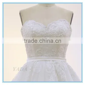 High Quality V-neck Ball Gown Beaded Bride White Wedding Dresses China thumbnail-4