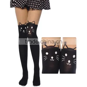 Cat Tower Tattoo Socks Sheer Pantyhose Girls Sexy Foot Stockings18842 thumbnail-2