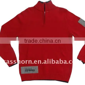 2015 Winter Red Pullover Sweater Men With Zipper thumbnail-1