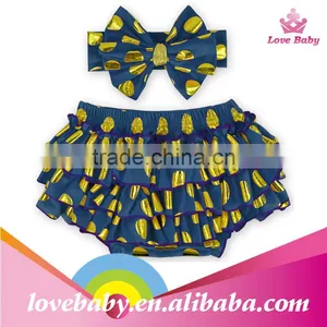 Wholesale Bloomers Baby Shorts Golden Polka Dot Bloomer Sets With Hairband thumbnail-3