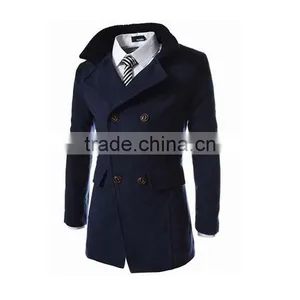 Hot Sale Long Sleeve Woolen Black Navy and Gary Warm 4 Size for Choice Coat of Wool thumbnail-1