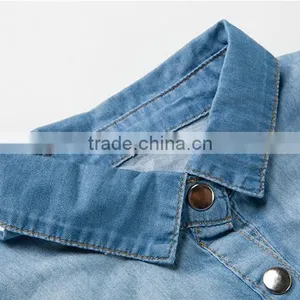 EY1932B Hot Selling Classical Shirt Dress Apparel Fashion Rolled Sleeves Denim Dress thumbnail-4