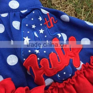2015 Baby Girls Kids 4th of July Patriotic Swing Top Set Swing Outfits With Matching Headband and Necklace thumbnail-2