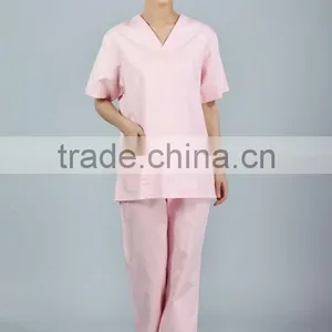 Pink V-Neck Hospital Uniform Scrubs With Front Pockets thumbnail-1