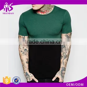 2017 Latest Design Guangzhou Shandao OEM 180g 100% Cotton Men's Fashion O-Neck Short Sleeve Color BlockT Shirts Manufacturers Ch thumbnail-1