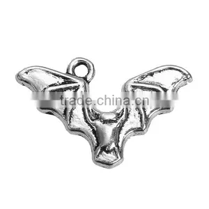 Zinc Based Alloy Halloween Charms Bat Animal Antique Silver Hollow 24mm x 15mm thumbnail-1