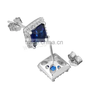 Fashion Jewelry Cubic Zirconia Micro Pave 925 Sterling Sliver Royal Blue Jewelry Set thumbnail-1