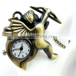 Free Shipping!!! 47*42mm Cartoon Angel Pendant Pocket Watch @ Mixed Antique Bronze Mechanical Locket Watch Pocket thumbnail-1