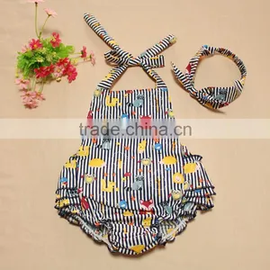 Summer Ruffles Cotton Rompers Infant Girls Outfit thumbnail-1