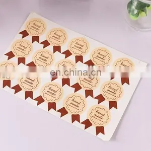 Badge Shape "Hand Made" Gift Box/Bag Label Baking Bag Sealing Sticker Baby Shower Gift Decoration Craft Packing DIY Material thumbnail-1