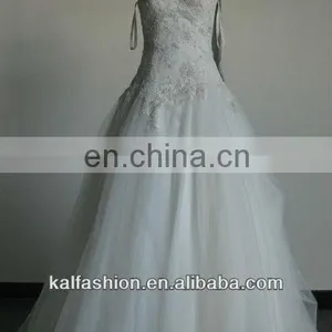EB2540 Sloping Shoulder Embriodery Wedding Gown thumbnail-1