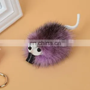 New Mink FurKeychain Small Hedgehog Fur Car Bag Pendant thumbnail-4