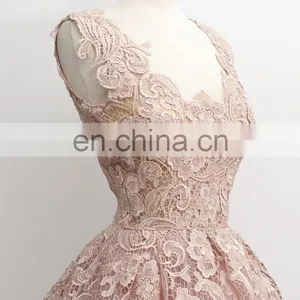 Vestidos de Formatura Sweety Pink Square Lace Prom Dresses 2016 Sleeveless Knee Length Homecoming Dresses Vestidos De Coctel thumbnail-3