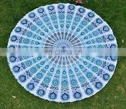 Mandala Round Beach Throw Yoga Mat Table Cover Indian Boho Tapestry Wall Mandala Roundie Hippie Boho 72'' Round Table Cover Yoga thumbnail-2