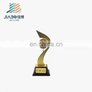 3D Ribbon With Round Plate Custom Gold Plated Trophy thumbnail-1