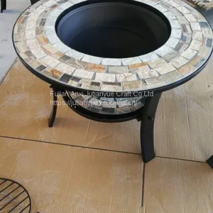 Outdoor Metal Brazier Square Table Firepit Garden Patio Heater/BBQ/Ice Pit With Waterproof Cover (Fire Pit & Grill) thumbnail-1