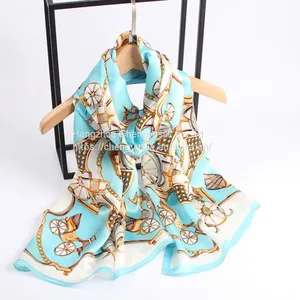 90*90 Head Scarf Digital Printing Square Women Scarf Hijab Headscarf thumbnail-2