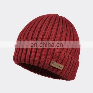 Cheap Price Unisex Embroidery Print Logo Winter Knitted Beanie thumbnail-5