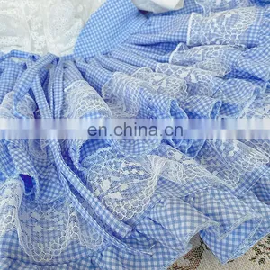 Summer Spain Girls Blue Sweet Princess Dress Puff Sleeve Dress Kids Dresses for Girls Kids Party Wedding Quality Dress Panty thumbnail-5