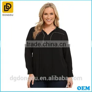 2016 Wholesale Factory Price Clothing Elegant Girls Plus Size Tie- Neck Blouse thumbnail-1