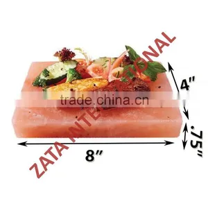 Himalayan Natural Crystal Rock Salt Tiles Plates Slabs Block Size 8 x 4 x .75 Inch for BBQ Barbecue Cooking Searing Serving thumbnail-1