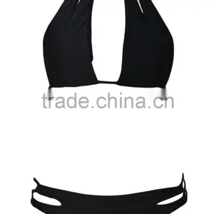 Sexy Ladies 2 Pieces Swimsuit Swimwear Bikini High Neck Cropped Bikini thumbnail-2