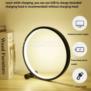 LED Bedside Table Lamp For Bedroom Living Room Circular Acrylic Home Decoration Desk Lamp For Reading Dimmable LED Night Light thumbnail-3