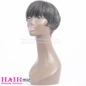 Short Gray Human Hair Wig With Wholesale Price thumbnail-3