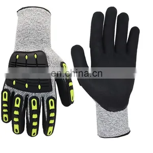 HPPE Sandy Nitrile Coated Oilfield Anti Slip Cut Resistant TPR Impact Protective Mechanic Work Safety Gloves thumbnail-5